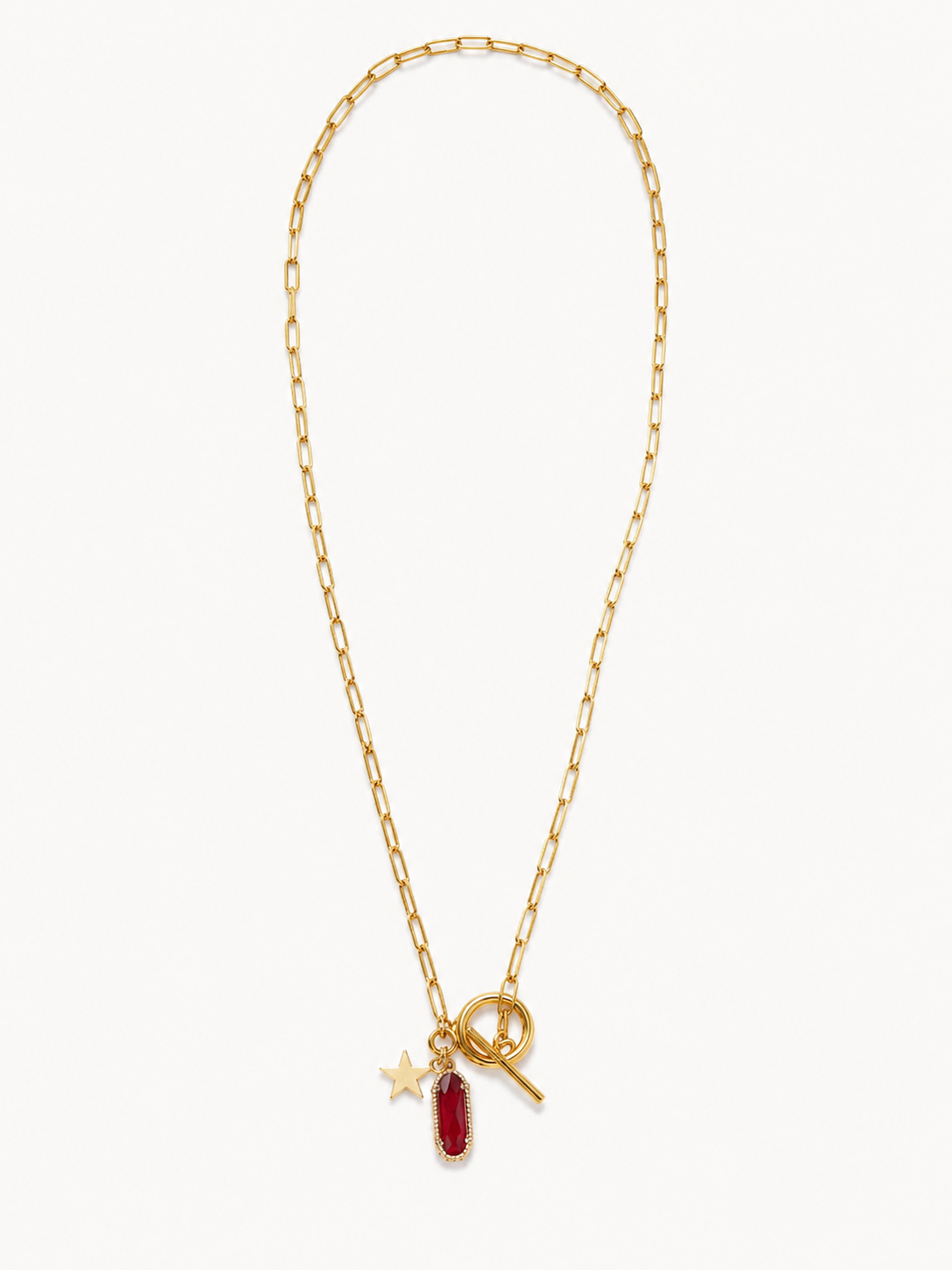 Star Gem Necklace Paper-Clip Chain